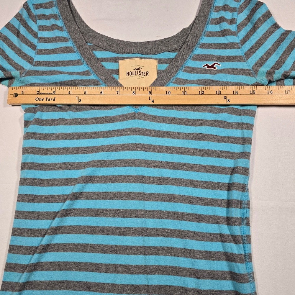 Y2k Hollister Womens 3/4 Sleeve Striped shirt layer Size M layer bella swan - Picture 7 of 7